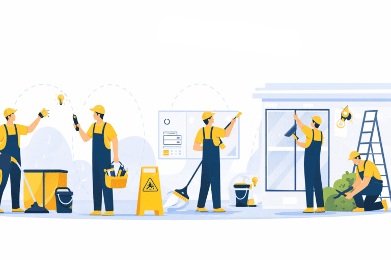 Reinigung und Hausmeisterservice Illustrationen