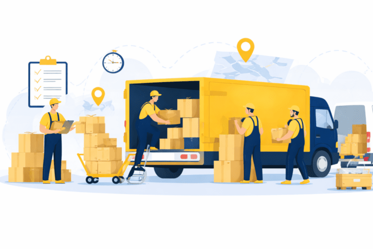 Logistik Transporte Senioreumzüge Illustration