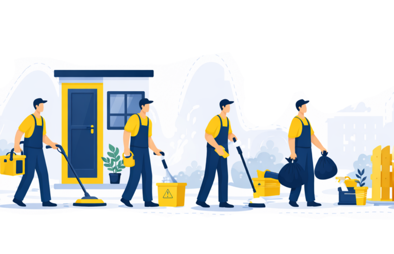 Tatortreinigung und Hausmeisterservice Illustrationen